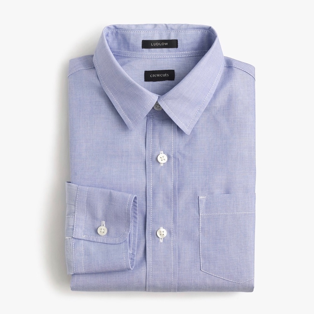 Boys Point-Collar Solid Ludlow Button Down Shirt